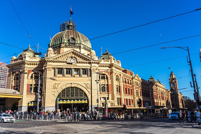 Flinders street station in Melbourne, Victoria. (Backpacking in Australia, Working and travelling in Australia, Cheap domestic flights Australia, Backpacking in Australia, Travel tips for Australia, Trip around Australia, Budget travel in Australia, Travelling in Australia budget, Backpacking Australia on a budget, Australia backpacking guide, Backpacking Australia budget, Backpacker budget Australia)
