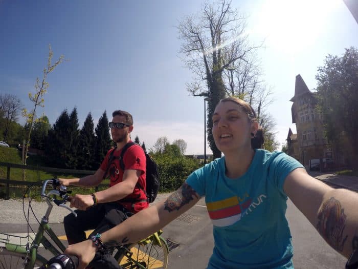 Touring the wonderfully green, friendly and alternative Ljubljana on a bike! Slovenia, watermelon bike tours, castle, alternative, off the beaten track, path, local guide, locals knowledge, 