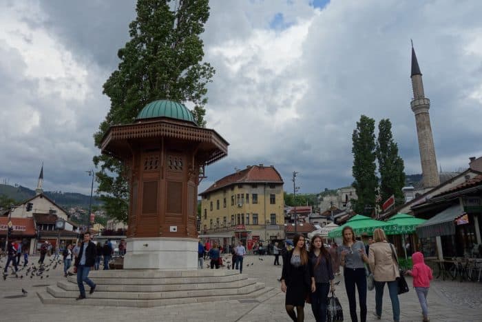 Guide to Sarajevo. The east meets west Bosnia capital that stole our hearts!, things to do in Sarajevo, Bosnia and Herzegovina, bobsleigh tracks, abandoned, urbex, city hall, franz ferdinand, tunnels, balkan war, balkans, bosnian war, Bazaar, Turkish Quarter, Bascarsija, Gazi Husrev-Beg's Bezistan, Sebilj Fountain, Srebrenica Genocide Exhibition, Gallery 11/07/95, Burek at Saç, 