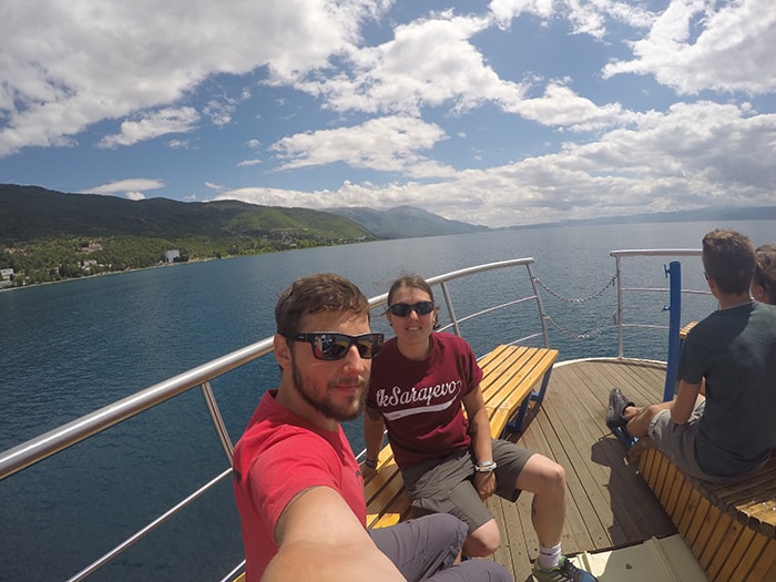 Taking the 2.5hr ferry across Lake Ohrid to the stunning St. Naum Monastery, Macedonia, svet naum, things to do in ohrid, albania, border, passport, adventure, explore, beautiful, balkans, best places to see, things to see, trips from ohrid, bay of the bones, church, paintings, frescos, ferry trip, water, swim, beach, crossing the albanian macedonian border on foot, off the beaten track, off the beaten path