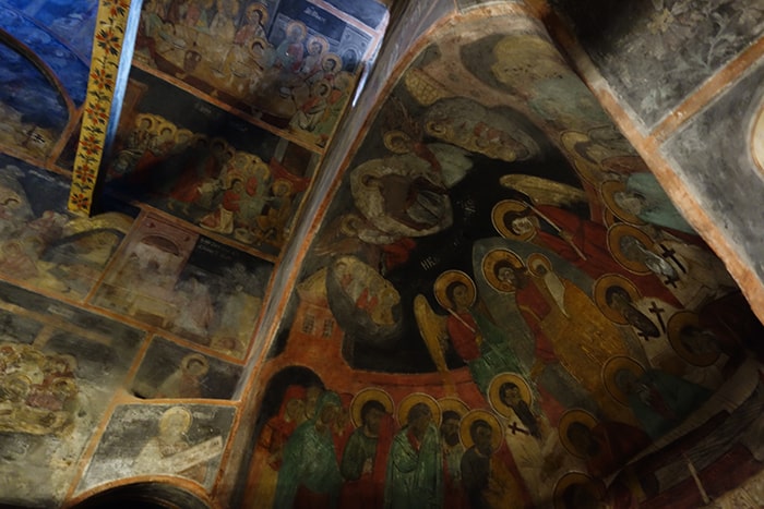 Taking the 2.5hr ferry across Lake Ohrid to the stunning St. Naum Monastery, Macedonia, svet naum, things to do in ohrid, albania, border, passport, adventure, explore, beautiful, balkans, best places to see, things to see, trips from ohrid, bay of the bones, church, paintings, frescos, ferry trip, water, swim, beach, crossing the albanian macedonian border on foot, off the beaten track, off the beaten path