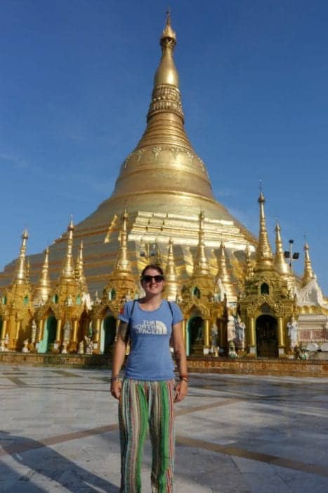 Strolling around the awe inspiring Shwedagon pagoda, Yangon, Myanmar, Burma, shwedagon paya, Bagan, Inle, Buddhism, monk, What to wear at the Shwedagon pagoda, cost, Burma tours, long pants, trousers, longyi, 
