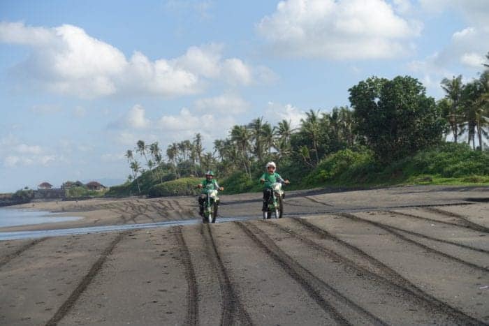 Dirt biking along the black sand beaches of Bali, a different way to spend the day at the beach, Dirt bike Bali, bali dirt bike tours, bali dirt bike adventures, Indonesia, Cost, Enduro Bike tour, Crosser, Off road bike, Kawasaki, 