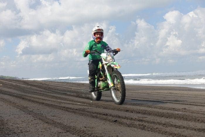 Dirt biking along the black sand beaches of Bali, a different way to spend the day at the beach, Dirt bike Bali, bali dirt bike tours, bali dirt bike adventures, Indonesia, Cost, Enduro Bike tour, Crosser, Off road bike, Kawasaki, 