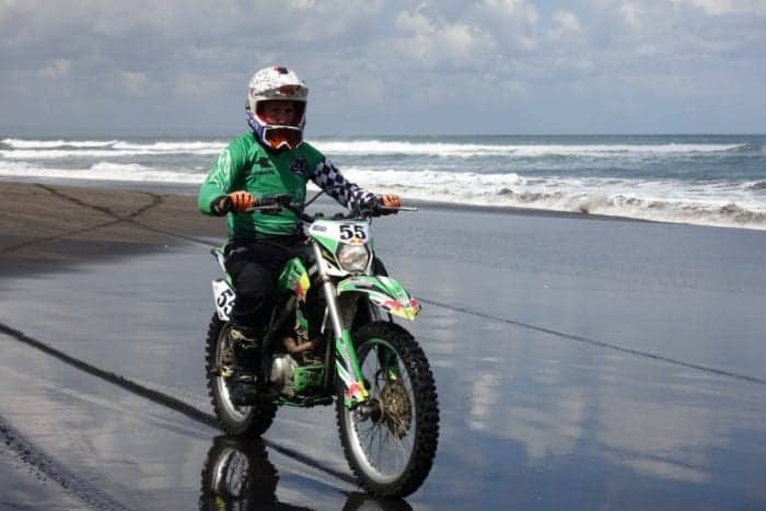 Dirt biking along the black sand beaches of Bali, a different way to spend the day at the beach, Dirt bike Bali, bali dirt bike tours, bali dirt bike adventures, Indonesia, Cost, Enduro Bike tour, Crosser, Off road bike, Kawasaki, 