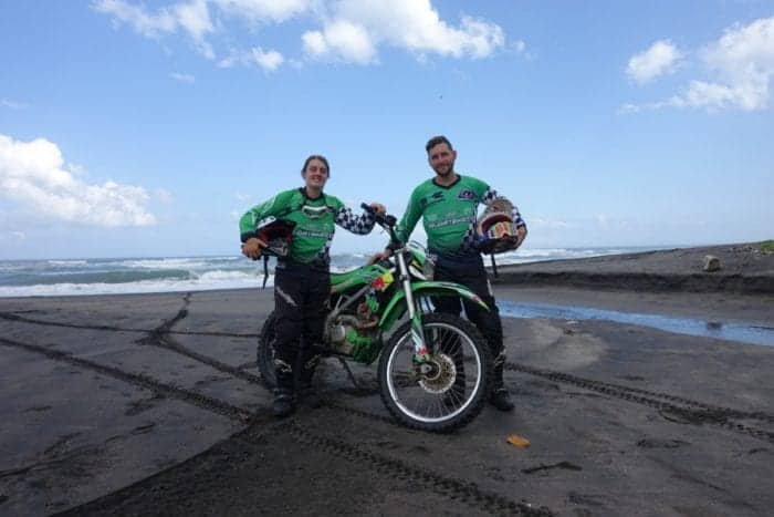 Dirt biking along the black sand beaches of Bali, a different way to spend the day at the beach, Dirt bike Bali, bali dirt bike tours, bali dirt bike adventures, Indonesia, Cost, Enduro Bike tour, Crosser, Off road bike, Kawasaki, 