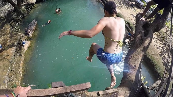 Pha Poak, Things to do Vang Vieng, Guide to Vang Vieng, Laos: A once paradise lost that has been rediscovered as an adventure lovers heaven, things to do in Vang Vieng, a guide to Vang Vieng, Laos, hot air balloon, trekking, hiking, mountain, caves, lusi cave, price, tour, guide, tubing, climbing, view, jungle, spider, hike, Tham Nam, the water cave,Pha Thao Cave, mountain, local, culture, sunset, sun set, sunflower, bungalow, blue lagoon, jump, tree, swing, blue lagoon Vang Vieng, Vang Vieng accommodation, hostel