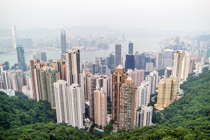 High rise buildings from Victoria Peak, Backpacking in Hong Kong for backpackers, Backpackers guide to Hong Kong, Hong Kong on a budget trip 