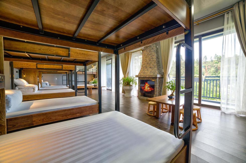 The dorm room of lustig Hostel in Sapa, Vietnam