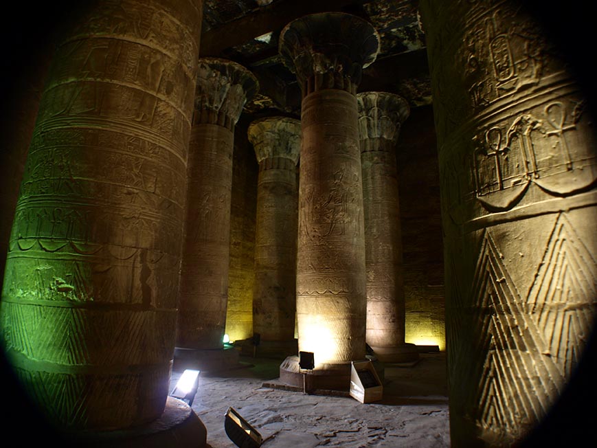 The pillars of Karnak Temple in Egypt.