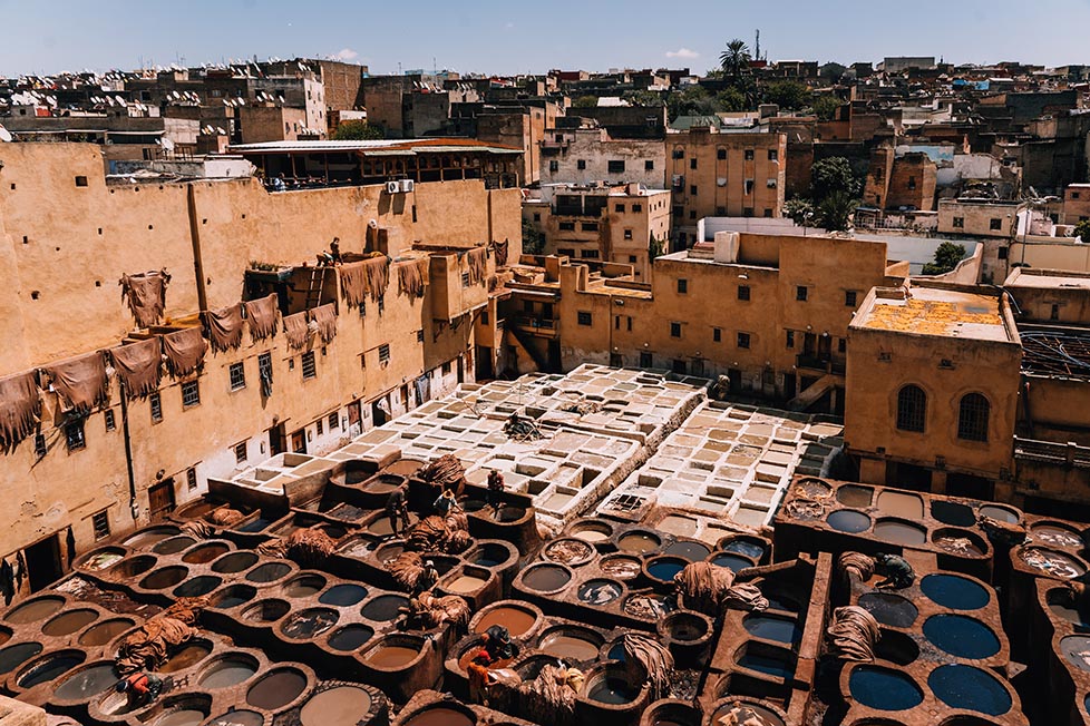 The leather tannery in Fes, Morocco